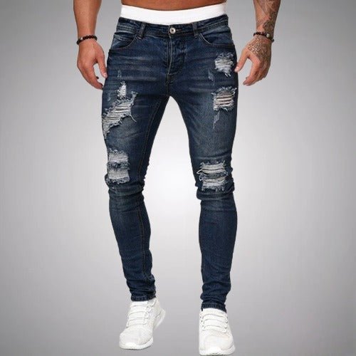 Spodnie męskie luźne z przetarciami – Slim Fit, modne i wygodne na co dzień