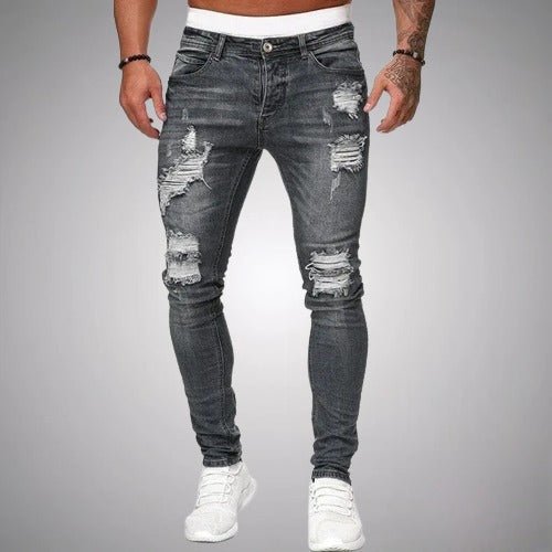 Spodnie męskie luźne z przetarciami – Slim Fit, modne i wygodne na co dzień
