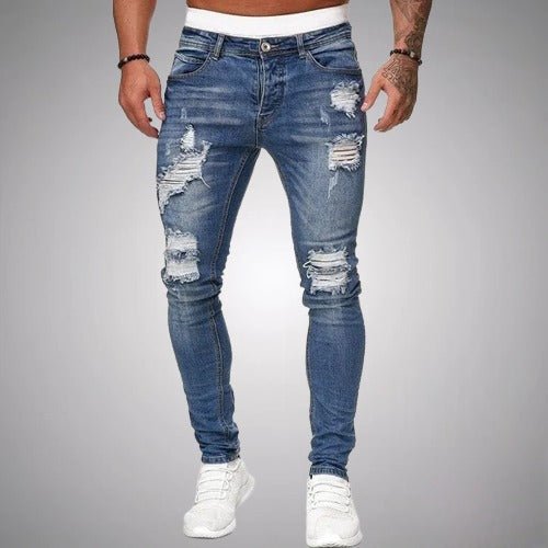 Spodnie męskie luźne z przetarciami – Slim Fit, modne i wygodne na co dzień