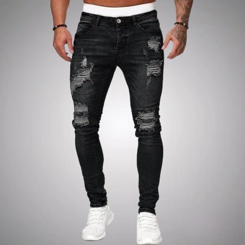Spodnie męskie luźne z przetarciami – Slim Fit, modne i wygodne na co dzień